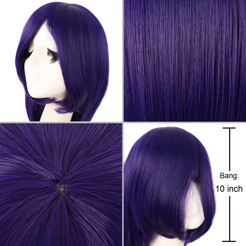 MapofBeauty 40" 100cm Anime Costume Long Straight Cosplay Wig Party Wig (Dark Purple) - Image 4