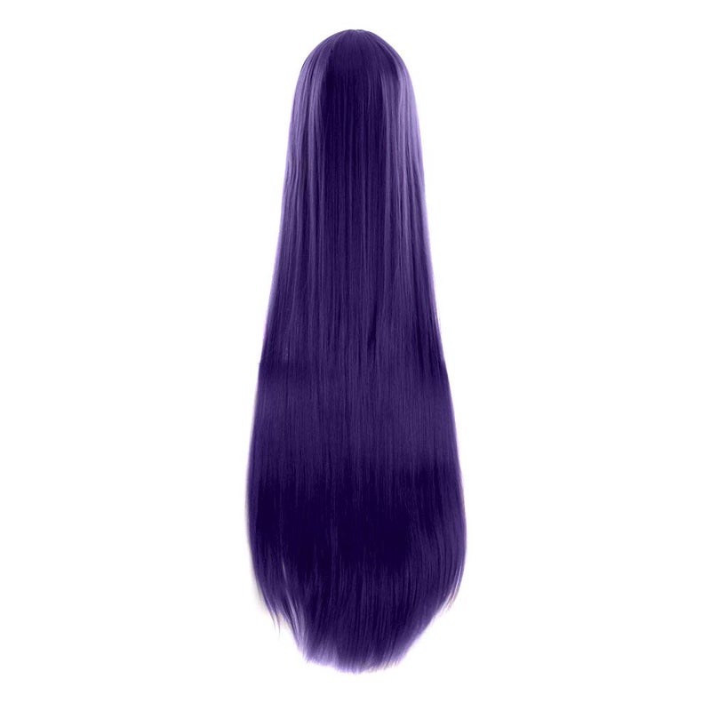 MapofBeauty 40" 100cm Anime Costume Long Straight Cosplay Wig Party Wig (Dark Purple) - Image 3
