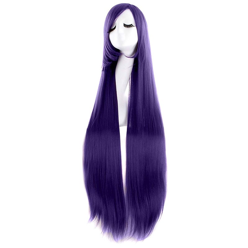 MapofBeauty 40" 100cm Anime Costume Long Straight Cosplay Wig Party Wig (Dark Purple) - Image 1