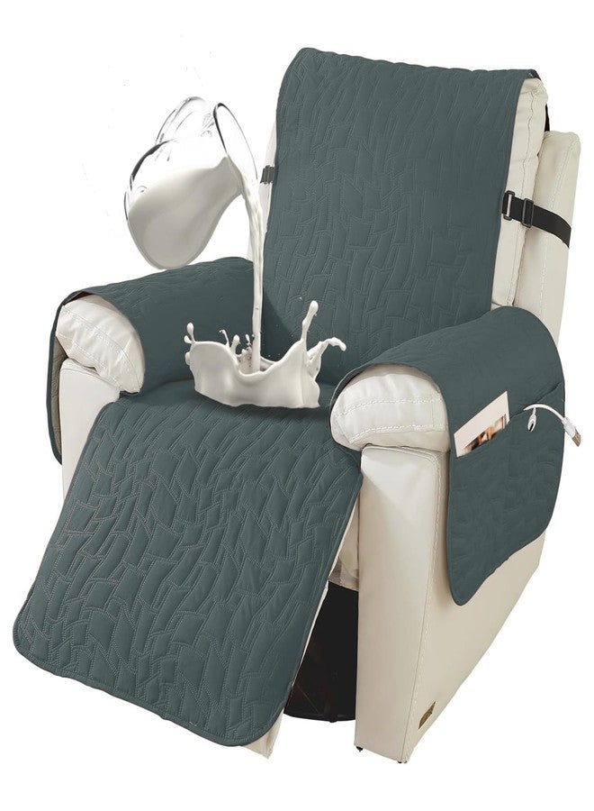 XINEAGE أغطية كراسي استرخاء مقاومة للماء بنسبة 100% من XINEAGE، مزودة بأحزمة مطاطية، وأغطية أريكة استرخاء مانعة للانزلاق، وغطاء أريكة استرخاء قابل للغسل مع جيوب، وواقي أثاث للحيوانات الأليفة والكلاب (رمادي داكن، 23 بوصة). - Image 1