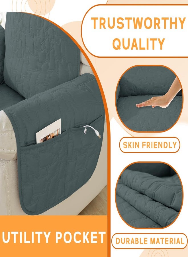 XINEAGE أغطية كراسي استرخاء مقاومة للماء بنسبة 100% من XINEAGE، مزودة بأحزمة مطاطية، وأغطية أريكة استرخاء مانعة للانزلاق، وغطاء أريكة استرخاء قابل للغسل مع جيوب، وواقي أثاث للحيوانات الأليفة والكلاب (رمادي داكن، 23 بوصة). - Image 4