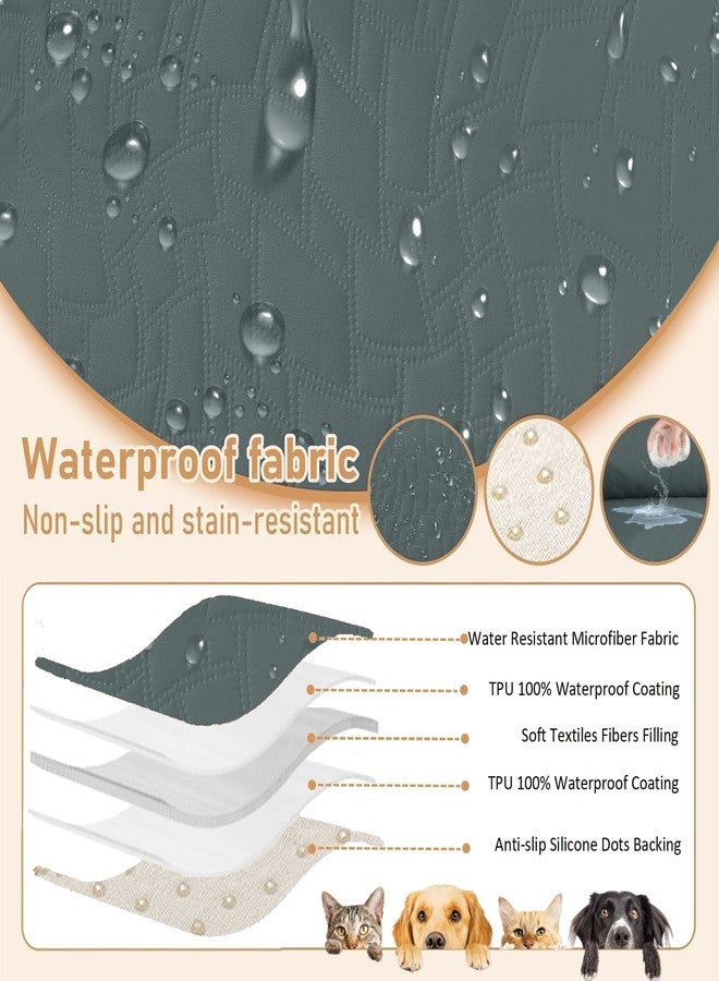 XINEAGE أغطية كراسي استرخاء مقاومة للماء بنسبة 100% من XINEAGE، مزودة بأحزمة مطاطية، وأغطية أريكة استرخاء مانعة للانزلاق، وغطاء أريكة استرخاء قابل للغسل مع جيوب، وواقي أثاث للحيوانات الأليفة والكلاب (رمادي داكن، 23 بوصة). - Image 3