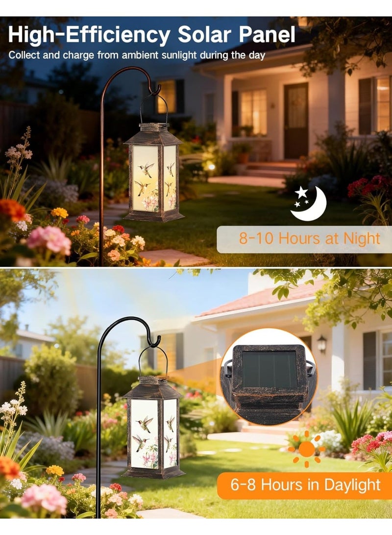 OUTON Solar Lantern Outdoor Waterproof Hummingbird Garden Decor Birthday Gifts for Women Mom and Grandma Solar LED Plastic Decorative Hanging Light for Yar Patio Backyard Lawn Decorations - Image 3
