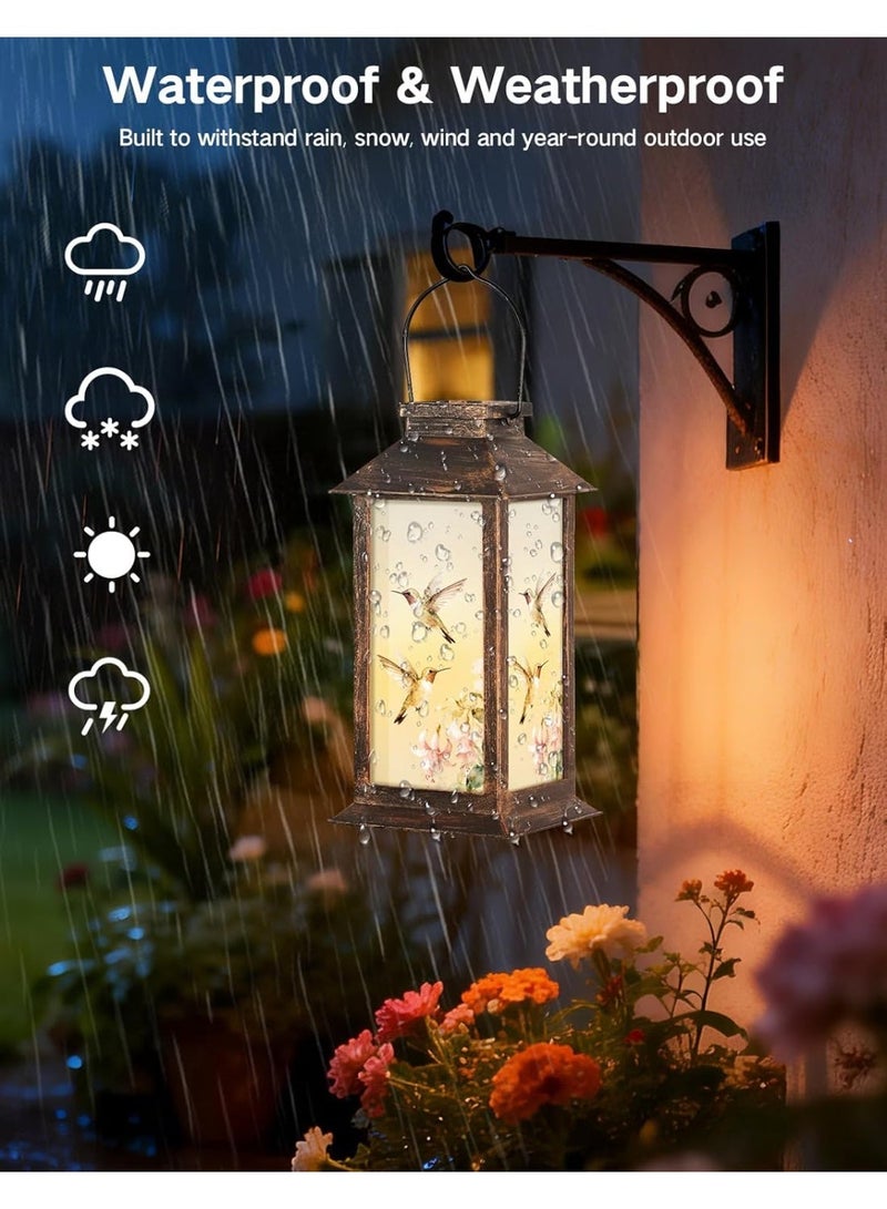 OUTON Solar Lantern Outdoor Waterproof Hummingbird Garden Decor Birthday Gifts for Women Mom and Grandma Solar LED Plastic Decorative Hanging Light for Yar Patio Backyard Lawn Decorations - Image 4