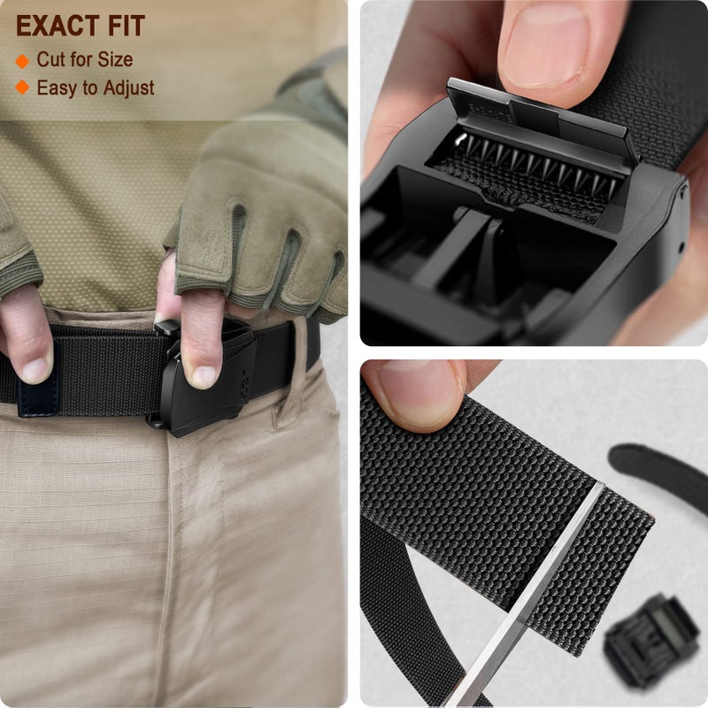 KEMISANT Mens Belt, Military Tactical Stretch Web Nylon Belt For Hiking Hunting Pants 1.5",Cut For Fit - Image 5