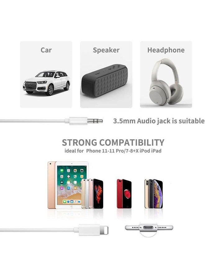 Mixfly [Apple MFi Certified] iPhone AUX Cord for Car Stereo, Lightning to 3.5mm AUX Audio Cable Compatible for iPhone 14/13/12/11/XS/X, Home Stereo/Headphone, Support All iOS Version - 3.3ft (White) - Image 2