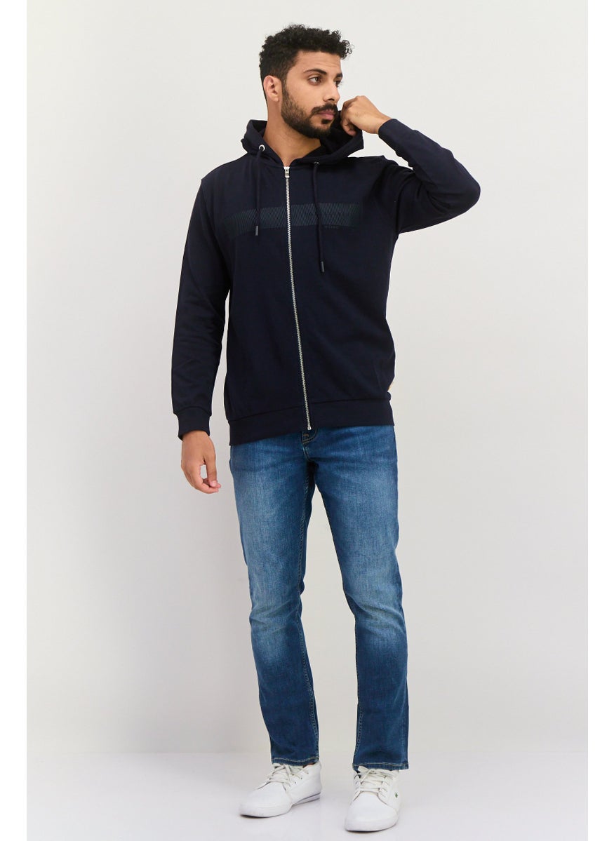 Gazzarrini Men Brand Logo Long Sleeves Hoodie, Dark Navy  - Image 4