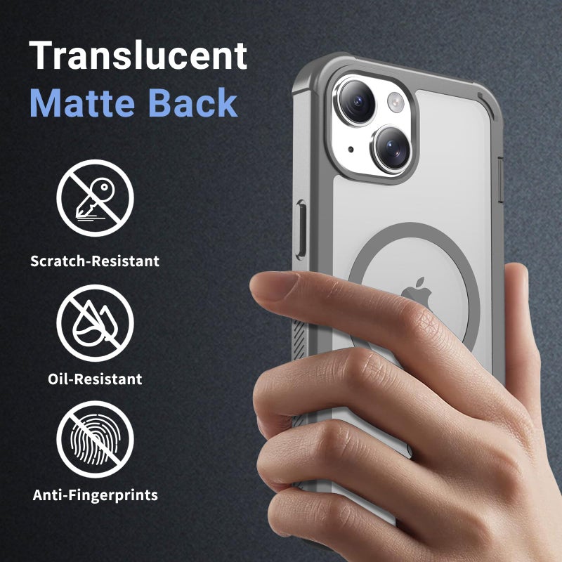 jaroco Magnetic for iPhone 13 Case, [Compatible with MagSafe][Military Grade Drop Protection][Heavy Duty Protection][Non-Slip][Shockproof] 2-Layer Durable Bumper Phone Case 6.1''-Gray - Image 5