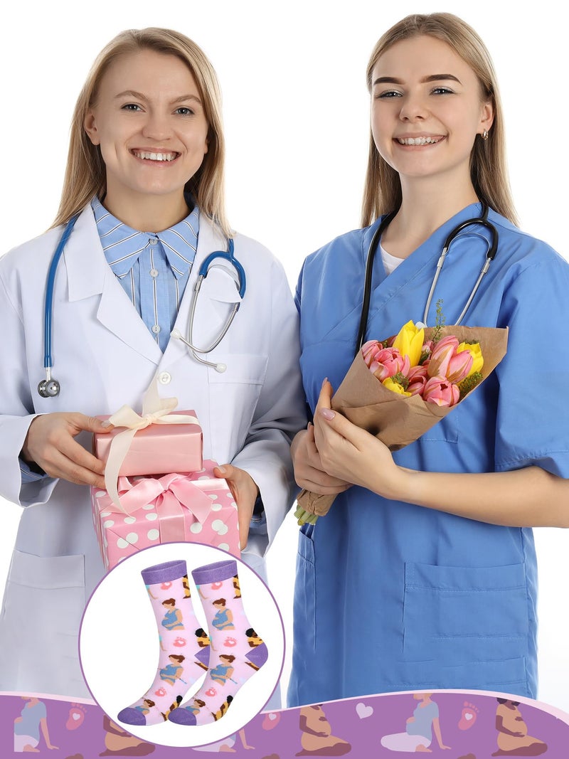 Berlune 6 Pairs Labor and Delivery Sock Gifts for Women Obgyn NICU Nurse L and D Midwife Baby Shower Mother Nursery Baby Nurse Uterus Novelty Socks for Obstetrical Pregnant Midwife Obgyn Doctor Gifts - Image 5