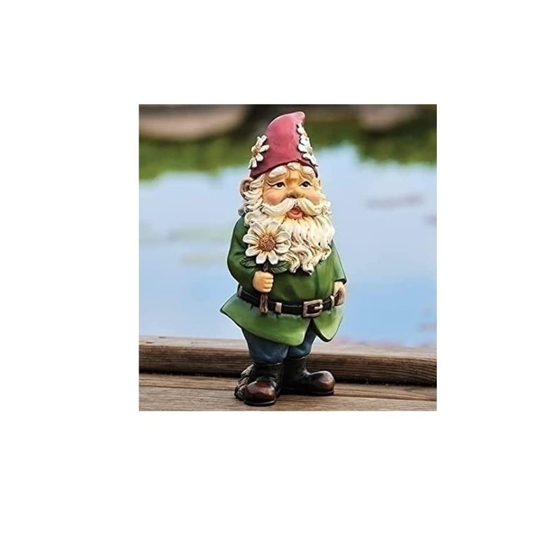 Joseph's Studio Giftware by Roman Inc., 12.25" H GNOME with Daisy Statue, Garden Collection, Outdoor Statue, Memorial, Resin Stone, Adorable Frogs and Flowers, Garden Décor (12x4x5) - Image 2