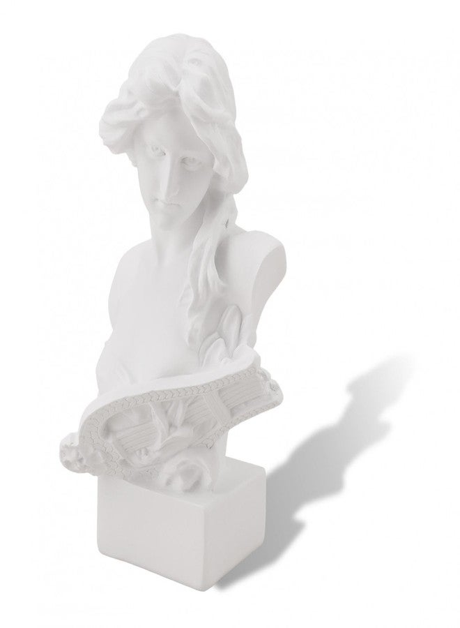 MovFlax 6" Classical Music Goddess Bust Statue, White Resin Lyre Player Sculpture, Mini Greek Style Bust Figurine for Home Office Shelf Decor, Aesthetic Art Ornament & Gift - Image 1