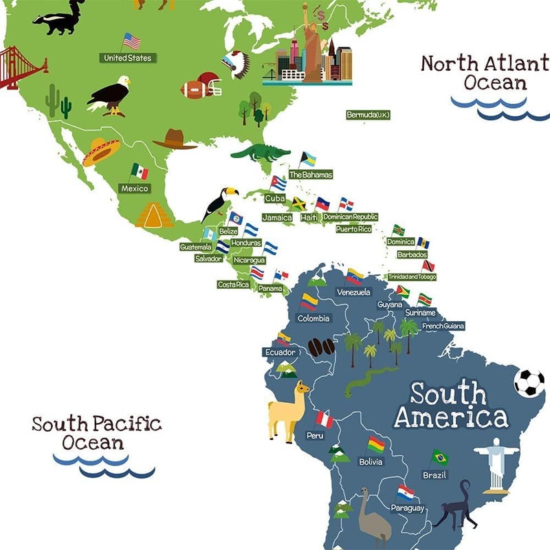 ARS Kids Educational Removable World Map Peel and Stick Large Wall Decals Stickers for Children Nursery Bedroom Living Room - Image 5