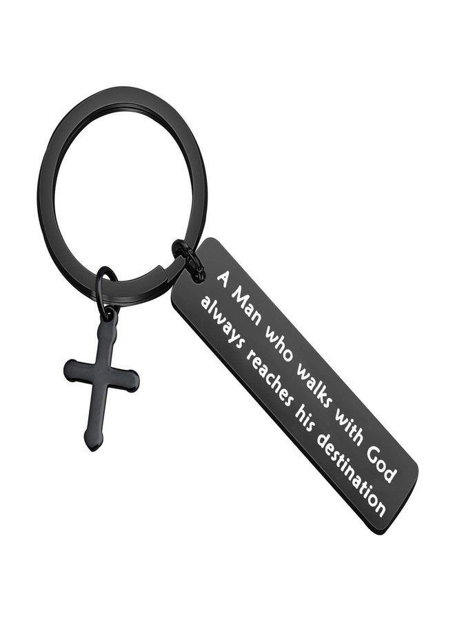 bobauna Walk With God Religious Keychain Cross Keychain Inspirational Christian Gift Scripture jewelry - Image 1