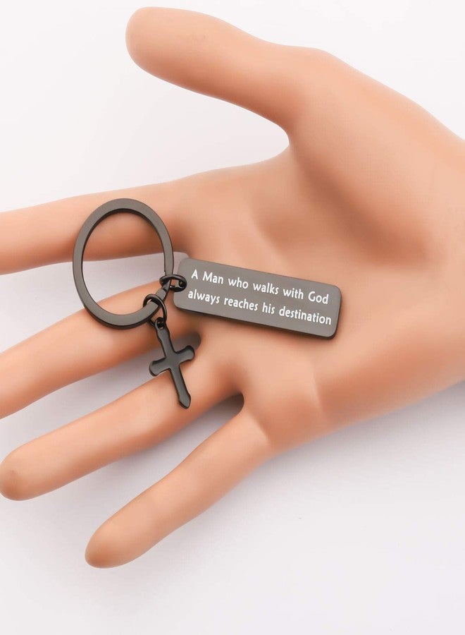 bobauna Walk With God Religious Keychain Cross Keychain Inspirational Christian Gift Scripture jewelry - Image 4