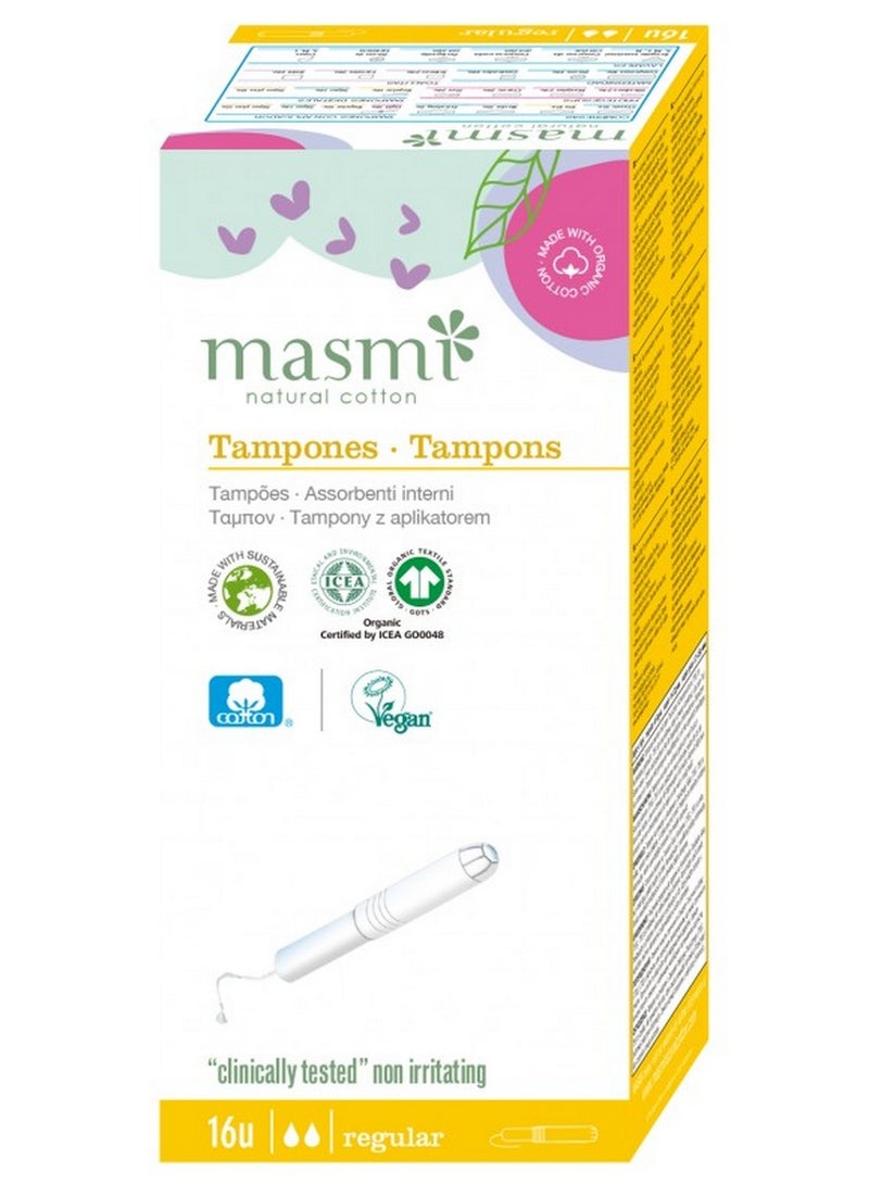 Organic Regular Cotton Tampon With Applicator 16Pcs