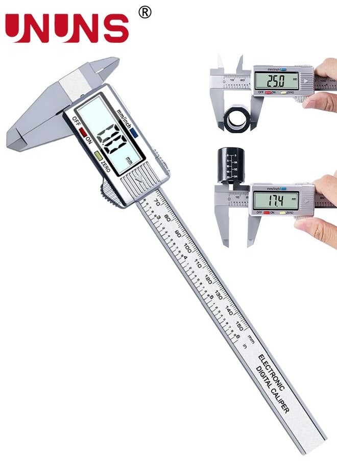 UNUNS - Digital LCD Vernier Calliper,Quick Change Button For Inch Fraction Millimeter Conversions,150MM Digital Caliper Measuring Tool - Image 1