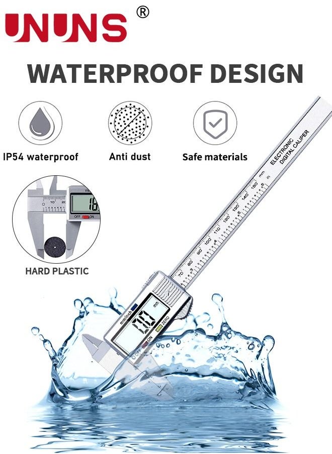 UNUNS - Digital LCD Vernier Calliper,Quick Change Button For Inch Fraction Millimeter Conversions,150MM Digital Caliper Measuring Tool - Image 1