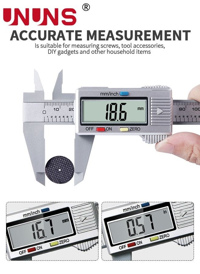 UNUNS - Digital LCD Vernier Calliper,Quick Change Button For Inch Fraction Millimeter Conversions,150MM Digital Caliper Measuring Tool - Image 1