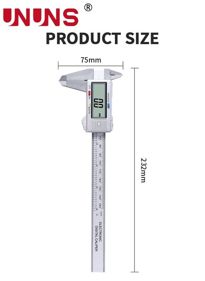 UNUNS - Digital LCD Vernier Calliper,Quick Change Button For Inch Fraction Millimeter Conversions,150MM Digital Caliper Measuring Tool - Image 1