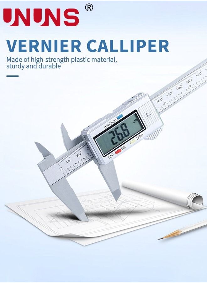 UNUNS - Digital LCD Vernier Calliper,Quick Change Button For Inch Fraction Millimeter Conversions,150MM Digital Caliper Measuring Tool - Image 1
