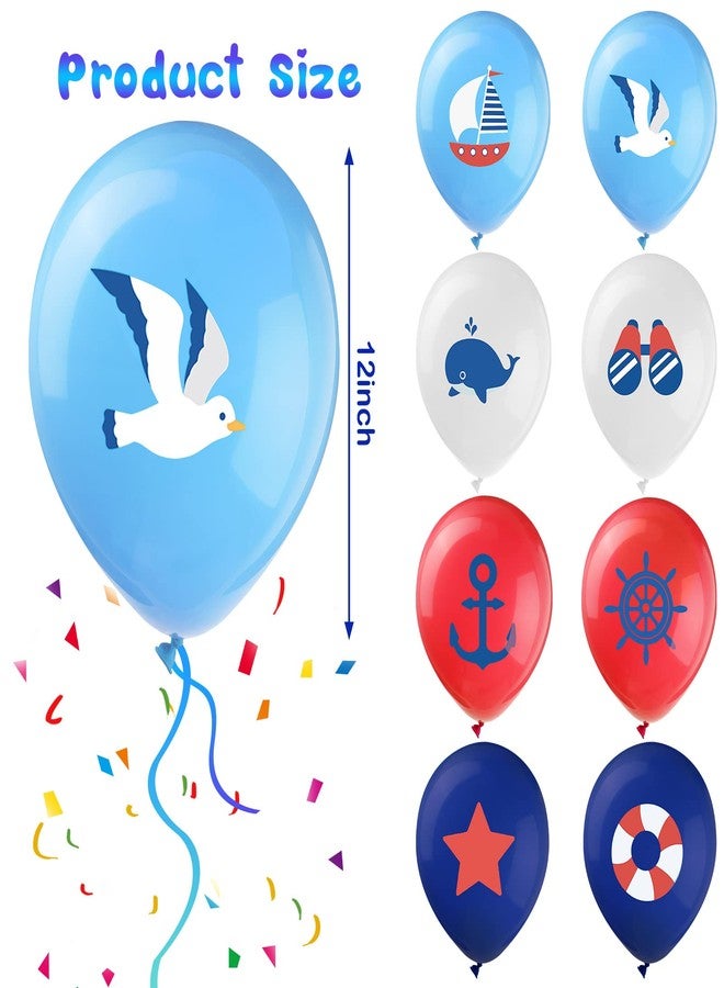 Zomiboo 45 Pieces Nautical Balloons Nautical Party Latex Balloons Decorations Anchor Sailboat Decorations for Kids Boys Birthday Baby Shower Party Supplies - Image 2