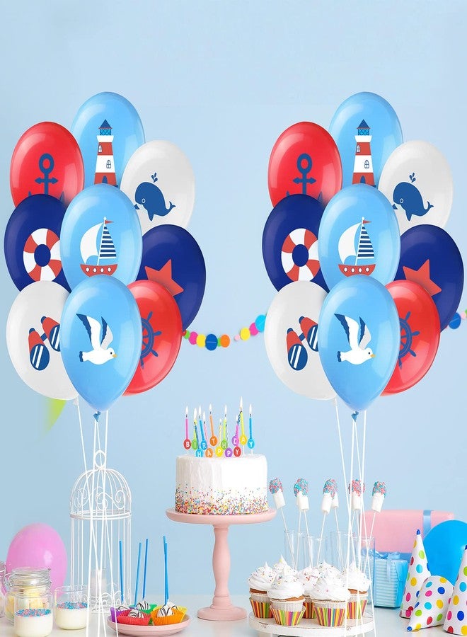 Zomiboo 45 Pieces Nautical Balloons Nautical Party Latex Balloons Decorations Anchor Sailboat Decorations for Kids Boys Birthday Baby Shower Party Supplies - Image 4