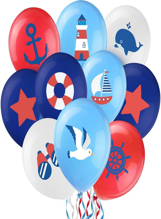 Zomiboo 45 Pieces Nautical Balloons Nautical Party Latex Balloons Decorations Anchor Sailboat Decorations for Kids Boys Birthday Baby Shower Party Supplies - Image 1