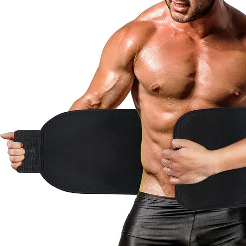 FITPUT Sweat Slim Belt Made of Neoprene, Stomach Belt for Men and Women Non-Tearable, Sauna Belt for Tummy Exercise Fitness Waist Trainer, Slim Belt for Men (Black) - Image 2
