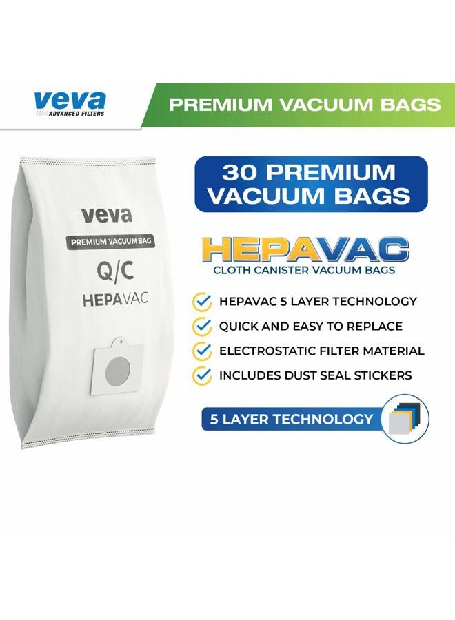 VEVA 30 Pack Premium HEPA Vacuum Bags Type Q Cloth Bag Compatible with Kenmore Sears Canister Vacuum Cleaners Replacement Style C, CQ, 5055, 50557, 50558, 53292, 53291 Bags - Image 2