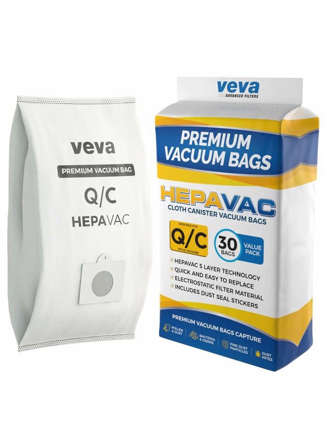 VEVA 30 Pack Premium HEPA Vacuum Bags Type Q Cloth Bag Compatible with Kenmore Sears Canister Vacuum Cleaners Replacement Style C, CQ, 5055, 50557, 50558, 53292, 53291 Bags - Image 1