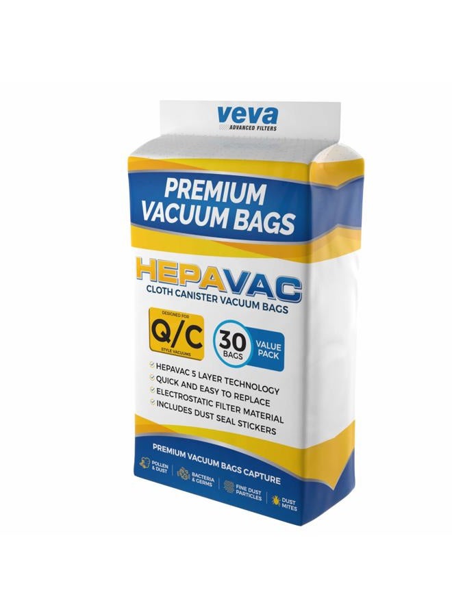 VEVA 30 Pack Premium HEPA Vacuum Bags Type Q Cloth Bag Compatible with Kenmore Sears Canister Vacuum Cleaners Replacement Style C, CQ, 5055, 50557, 50558, 53292, 53291 Bags - Image 5