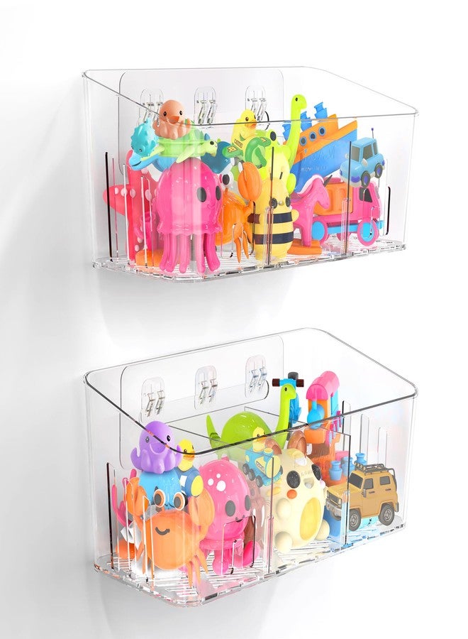 Lysam Bath Toy Storage 2 Packs, Large Bath Toy Holder with 3 Compartment, Quick Dry Bathtub Toy Organizer, Bath Tub Toy Net, Shower Toy Basket & Bin, Bathroom Accessories for Baby,Toddler,Kids（Clear） - Image 1