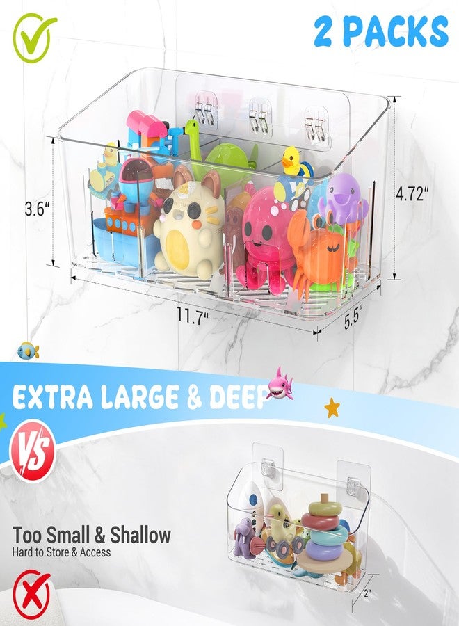 Lysam Bath Toy Storage 2 Packs, Large Bath Toy Holder with 3 Compartment, Quick Dry Bathtub Toy Organizer, Bath Tub Toy Net, Shower Toy Basket & Bin, Bathroom Accessories for Baby,Toddler,Kids（Clear） - Image 3