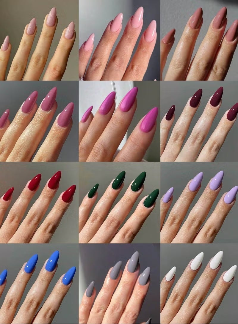 Shein Long Artificial Nails – 144 Pcs Set in 12 Colors, Easy to Wear & Apply - Image 2