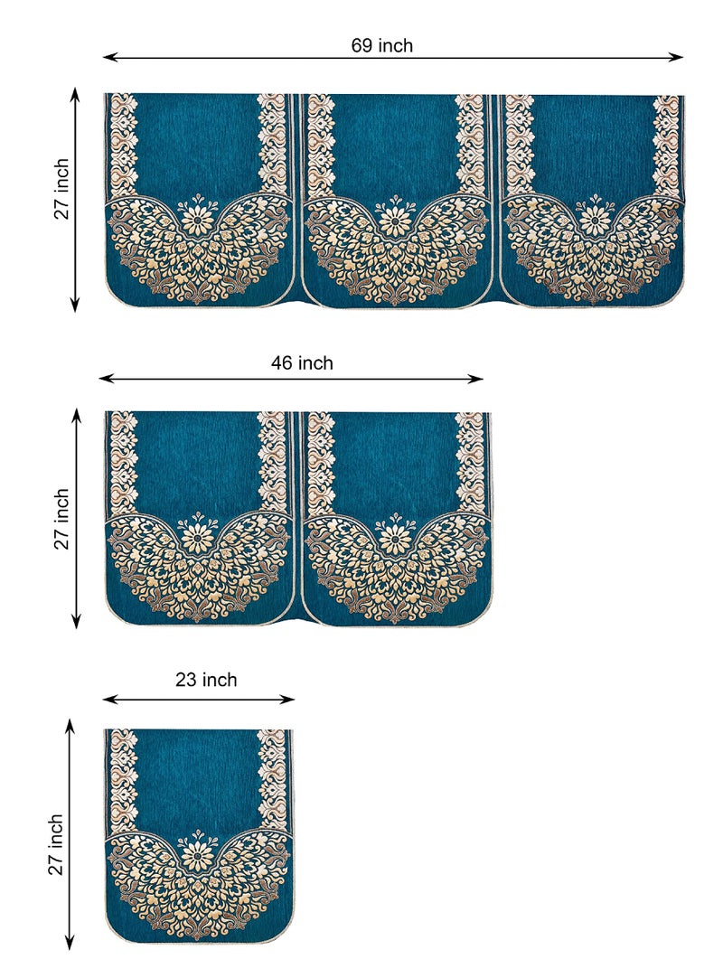 SAWNA HOMES Velvet L Shape Sofa Covers Set - Premium 7 Seater Sofa Slip Protector Covers for Living Room Decor - Heavy Fabric Slip Protector for Long Couch, (Sky Blue) - Image 2