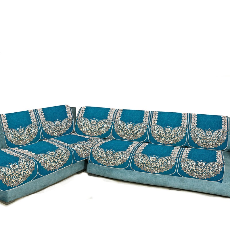 SAWNA HOMES Velvet L Shape Sofa Covers Set - Premium 7 Seater Sofa Slip Protector Covers for Living Room Decor - Heavy Fabric Slip Protector for Long Couch, (Sky Blue) - Image 4