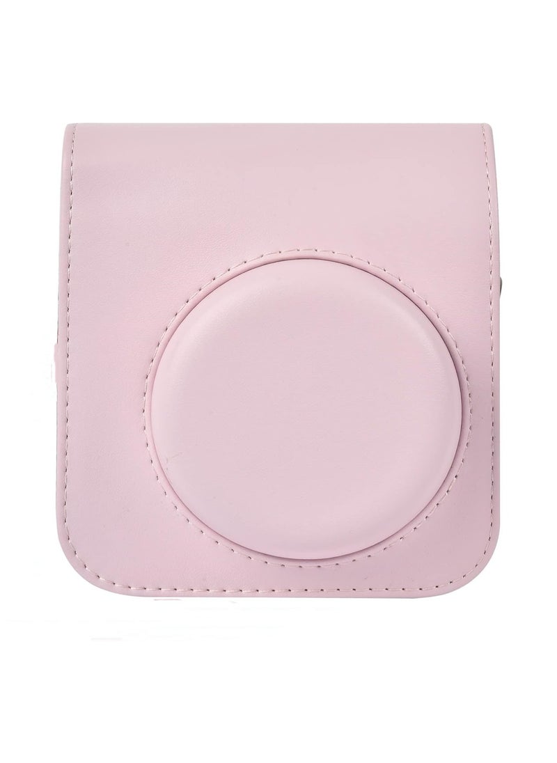 VKL Protective Case Compatible with Instax Mini 12 Instant Camera/PU Leather Portable Travel Storage Cover Bag for Polaroid Mini 12 w/Photos Pocket & Adjustable Shoulder Strap (Pink)  - Image 1