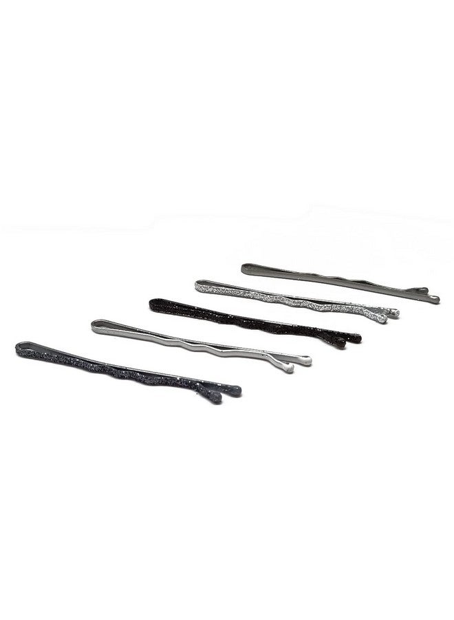 Oomph! OOMPH Jewellery Combo of 24 Black, Grey & Silver Shimmer Metal Bobby Pins For Women & Girls Stylish Latest - Image 2