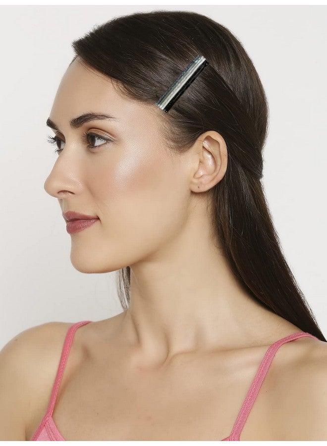 Oomph! OOMPH Jewellery Combo of 24 Black, Grey & Silver Shimmer Metal Bobby Pins For Women & Girls Stylish Latest - Image 4