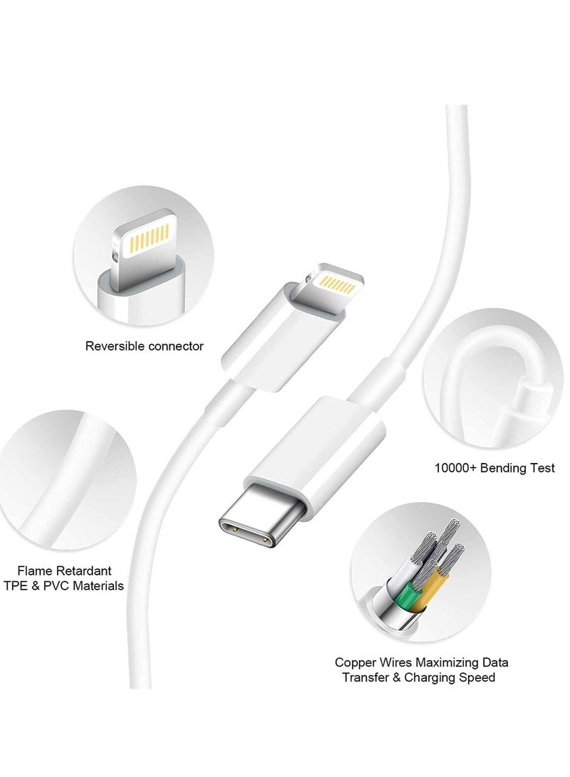 MUNTAQI iPhone 14 Fast Charger [Apple MFi Certified ] Apple Fast Charging Block 20W PD USB-C Wall Charger 6FT USB C to Lightning Cables Compatible with iPhone 14/13/ Plus/12/Pro/11/Pro Max,iPad (White) - Image 2