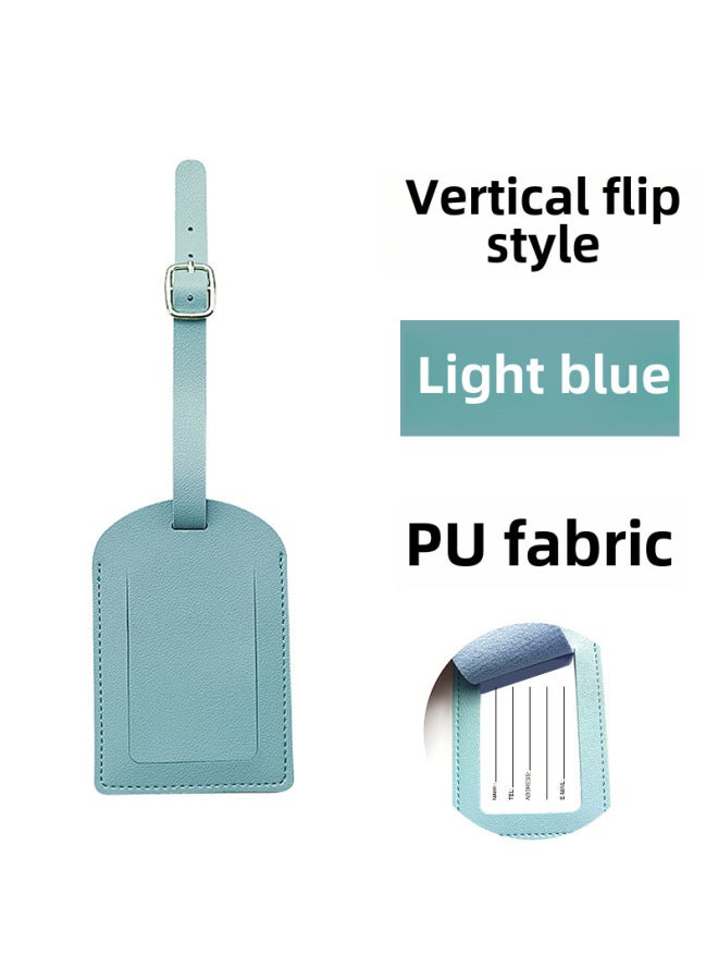 Thickened Pu Leather Boarding Pass Cover Vertical Horizontal Flip Bag Hardware Buckle Gift Inside Signature Paper Luggage Tag-Color:Vertical Flip Light Blue - Image 1