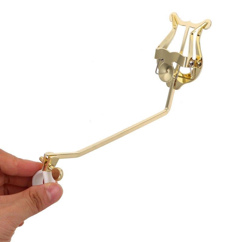 Gold Marching Lyre Clip With White Holder Portable French Horn Music Sheet Folder - Image 4