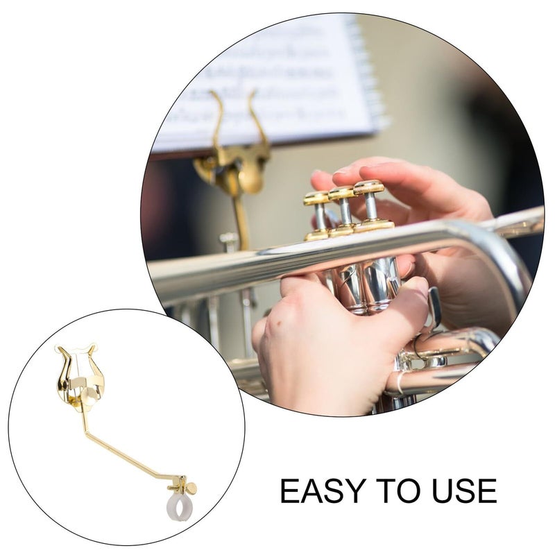 Gold Marching Lyre Clip With White Holder Portable French Horn Music Sheet Folder - Image 3