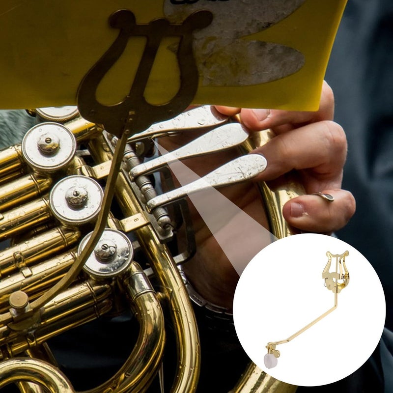 Gold Marching Lyre Clip With White Holder Portable French Horn Music Sheet Folder - Image 5