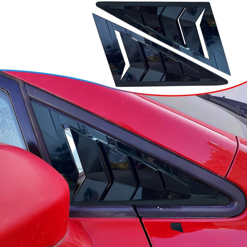 MUXEE 2Pcs Front Side Window Louvers Air Vent Scoop Shades Cover Blinds Trim for Honda Civic 20062011 ABS Bright Black Sport Interior Accessories