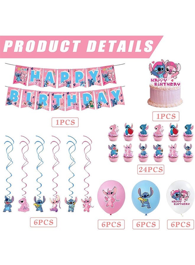 Lilo & Stitch Birthday & Party Decoration Set, 50 Pcs Stitch & lilo cartoon Party Favor for Kids , Included Banners, Cake Decoration, Balloons - Image 2