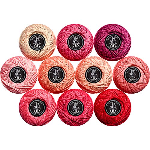 colored bird Crochet Thread 10 Balls Cardinal Size 8 for Crochet Hardanger Cross Stitch Needlepoint Hand Embroidery (Pink Series) - Image 1