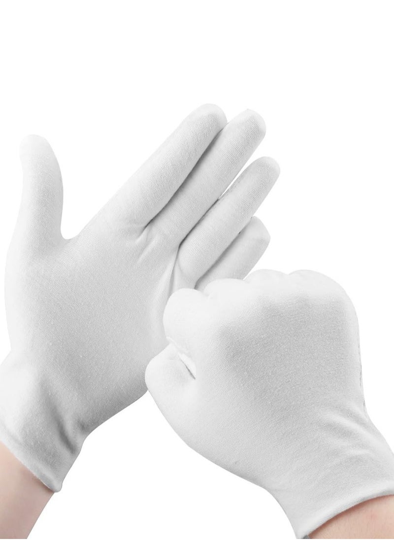 SLWJAXGT - Cotton Gloves, 30 Pcs White Cotton Gloves for Dry Hands Moisturizing Eczema, Washable Cotton Gloves for Men and Women, Stretchable Cloth Gloves for Coin Jewelry Silver Inspection - Image 1