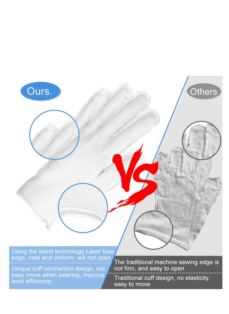 SLWJAXGT - Cotton Gloves, 30 Pcs White Cotton Gloves for Dry Hands Moisturizing Eczema, Washable Cotton Gloves for Men and Women, Stretchable Cloth Gloves for Coin Jewelry Silver Inspection - Image 1