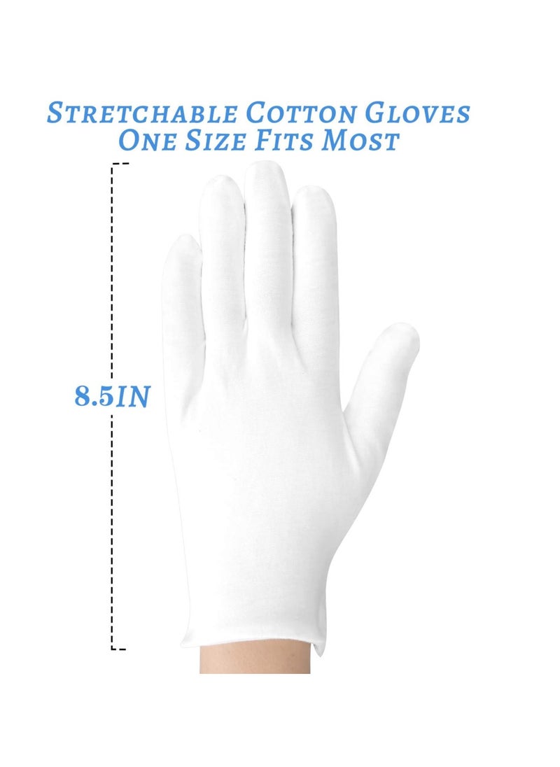 SLWJAXGT - Cotton Gloves, 30 Pcs White Cotton Gloves for Dry Hands Moisturizing Eczema, Washable Cotton Gloves for Men and Women, Stretchable Cloth Gloves for Coin Jewelry Silver Inspection - Image 1